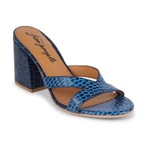 Free People Blue Charlie Croc V Patterned Heels Women’s Blue Size 8.5 /39